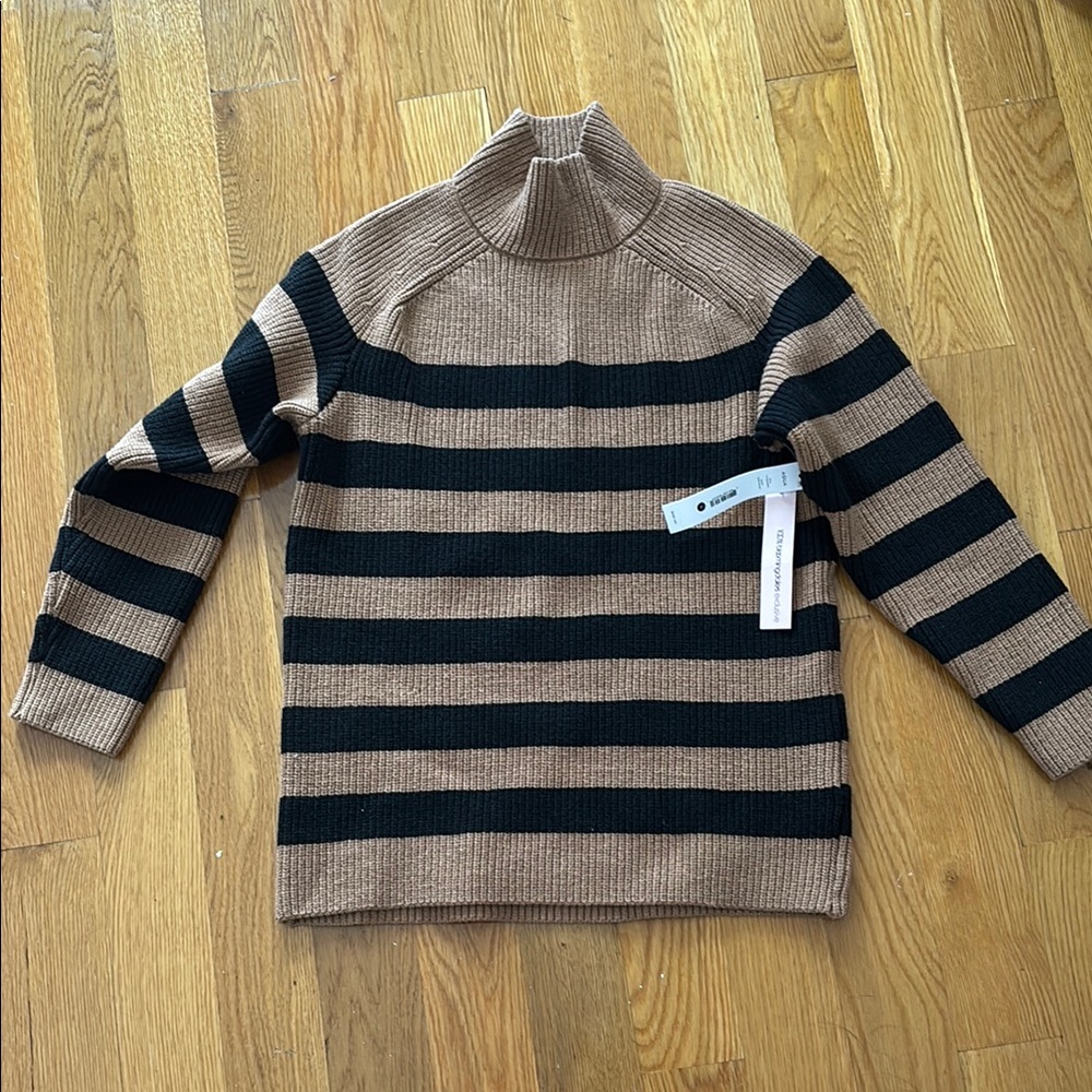 Aqua Brown and Black Striped Sweater